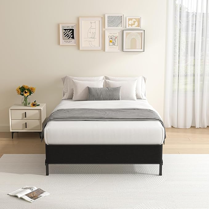 MAF 7 Inch Twin Box Spring, High Profile Box Spring Twin Size 3500 lbs Black Heavy Duty Metal Mattress Foundation with Easy Clean Fabric Cover, Easy Assembly