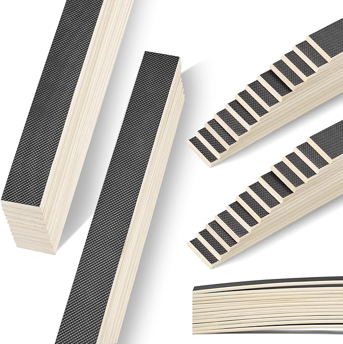 Threehoney 12 Pack Wooden Bed Slats Replacement 39.3" L x 2.08" W x 0.33" H Arc Solid Wood Mattress Support for Bed Frame Sofa Foundation Platform Repair, Easy Assembly No Tool Required (Waterproof)