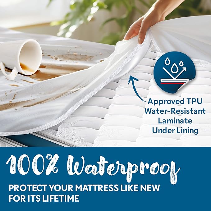 Guardmax Twin Mattress Encasement with Zipper, Waterproof, Bed Bug Proof, and Dust Mite Proof Mattress Protector for Twin Size Bed up to 10" Deep, Zippered All Around Jersey Knitted Mattress Cover