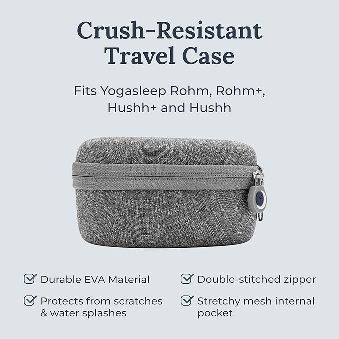 Yogasleep Rohm Portable White Noise Sound Machine + Travel Case in Grey, Sleep Therapy, Crush-Resistant Travel Case, for Adults, Kids & Baby, Noise Blocking & Office Privacy, Registry Gift