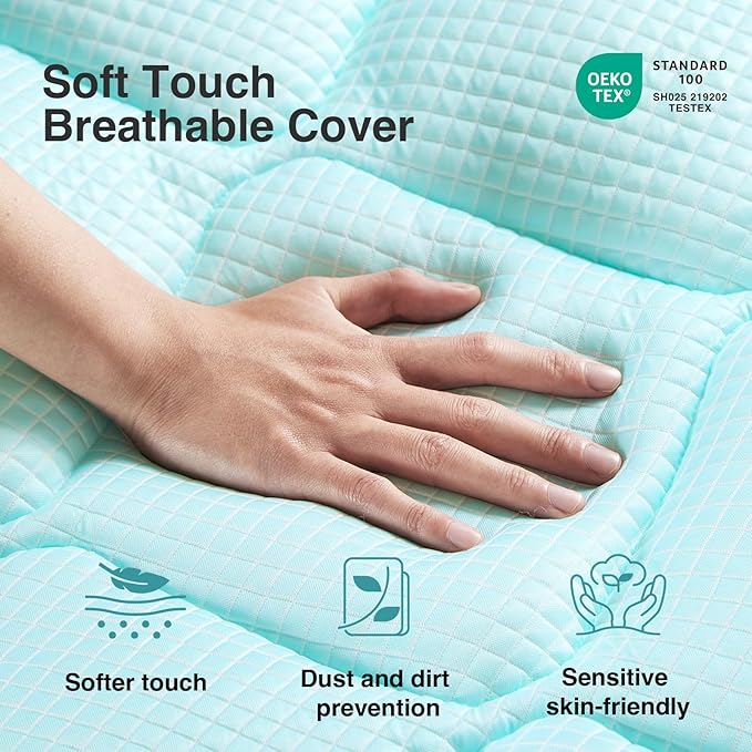 Novilla Cooling Mattress Topper California King, Cooling Infused Mattress Pad for Hot Sleepers, Breathable Mattress Cover with Deep Pocket, Soft Down Alternative Bed Topper for Back Pain Relief