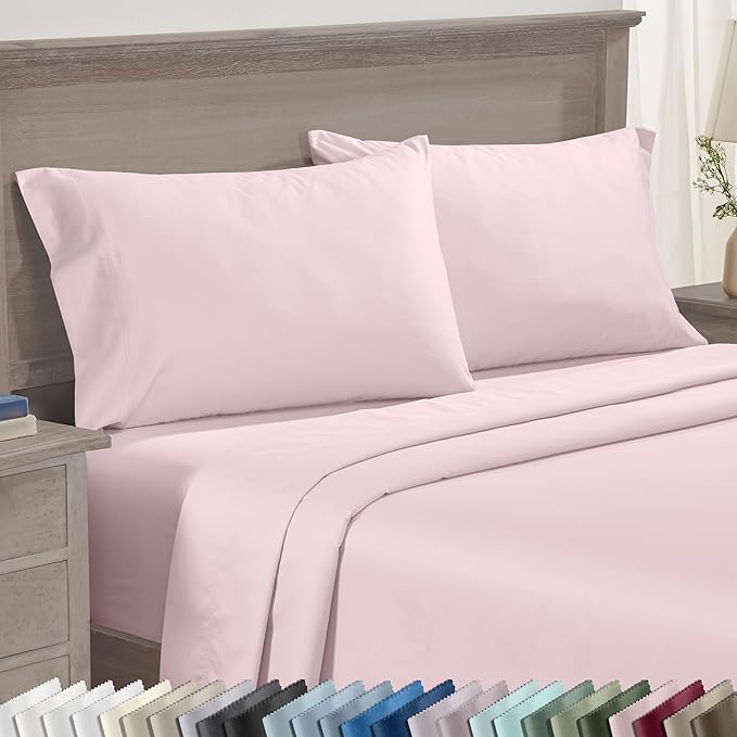 CALIFORNIA DESIGN DEN Luxuriously Soft Hotel Quality 600 Thread Count, 100% Cotton Set of 2 Cases, Crisp & Cool Pillow Case King Size Set of 2, Fits King Pillows (Blush Pink)