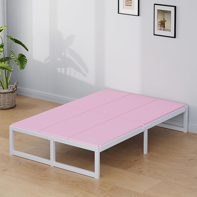 Lutown-Teen Bunkie Board Full Under Mattress High-Density Polymer Full Size Bunkie Board Anti-Sag, Breathable, Moisture Resistant, Noise Minimizing, Pink