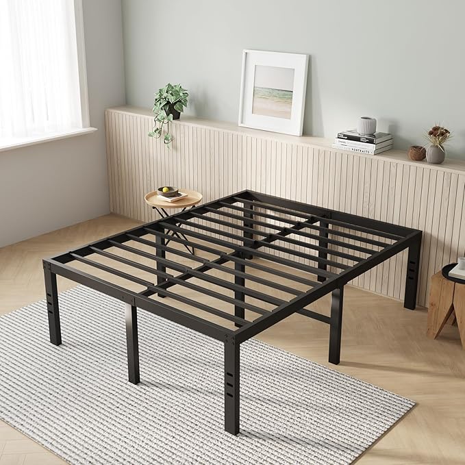 Novilla Bed Frame Full Size, 18 Inch Simplicity Metal Platform Full Size Bed Frame with Underbed Storage, No Box Spring Needed, Heavy Duty Steel Slat Support, for Bedroom, Guest Room, Noiseless