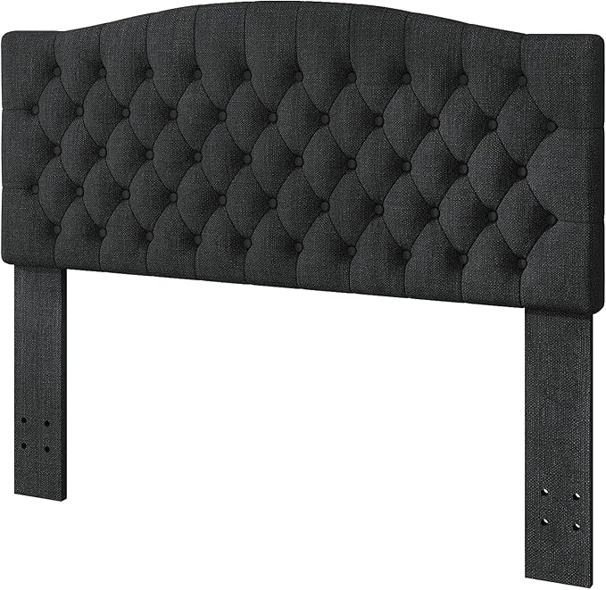Befurtori Queen Headboard Only, Upholstered Headboard for Adjustable Bed Linen Tufted Queen/Full Size Wall Mounted Head Board with Solid Wood Legs Head Board, Dark Gray