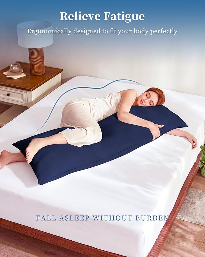 YZ HOME Memory Foam Body Pillow Insert - Full Body Pillow for Adults - Soft Large Long Bed Pillow for Side Sleeper (Navy, 20 Inchx54 Inch)