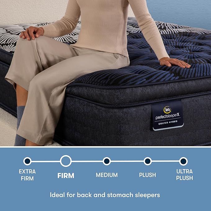 Serta Perfect Sleeper X - Max 15.25" Firm Pillow Top King Quilted Hybrid Mattress - 5 Support Zones and Cooling Tech for a Restorative Sleep - 100 Night Trial, CertiPUR-US Certified