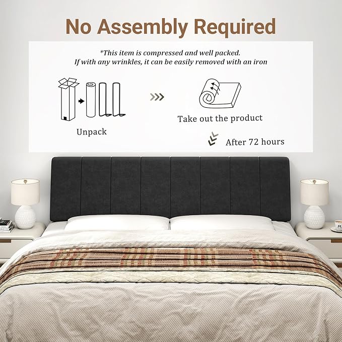 King Size Headboard Only-No Assembly, Upholstered Headboard King Size Linen Fabric Modern Style Headboards Extra-Thick, Black