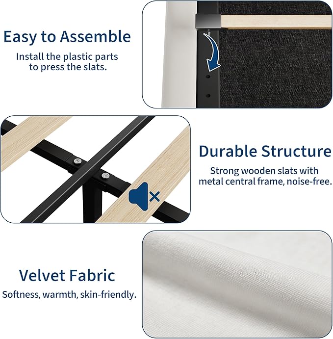 GarveeHome Full Bed Frame with Storage Headboard, Kids Bed Frame with 2 Drawers, Velvet Upholstered Platform Bed Frame with Lights, No Box Spring Needed, Easy Assembly, Velvet White