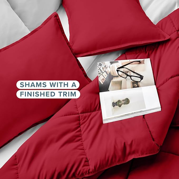 Bare Home Comforter Set - Oversized King Size - Ultra-Soft - Goose Down Alternative - Premium 1800 Series - All Season Warmth (Oversized King, Red)
