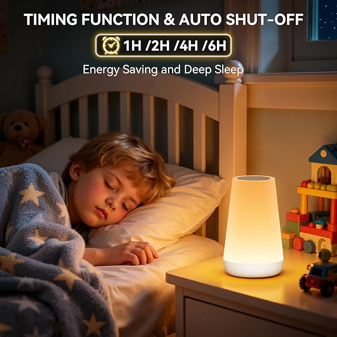 Auxmir Rechargeable LED Night Light, Touch & Remote Control Bedside Lamp with 13 Colors, 5 Brightness Levels, Portable Table Lamp for Kids Baby Nursery, Bedroom, Bathroom, Camping, White