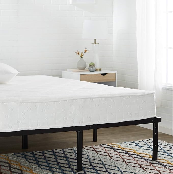 Amazon Basics Sturdy Heavy-Duty Non-Slip Platform Bed Frame, Steel Slat Support, Noise Free, Easy Assembly, 14 Inch Storage Height, Twin Size, Black