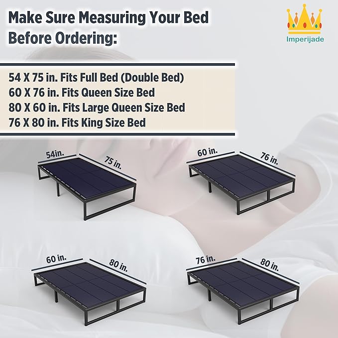 10mm Bunkie Board (54”x75”Full Size) Lightweight Design | Low Profile Bed Support, Breathable, Noise Minimizing, Moisture Resistant | Folding Box Support Board | Split Fully Assembled