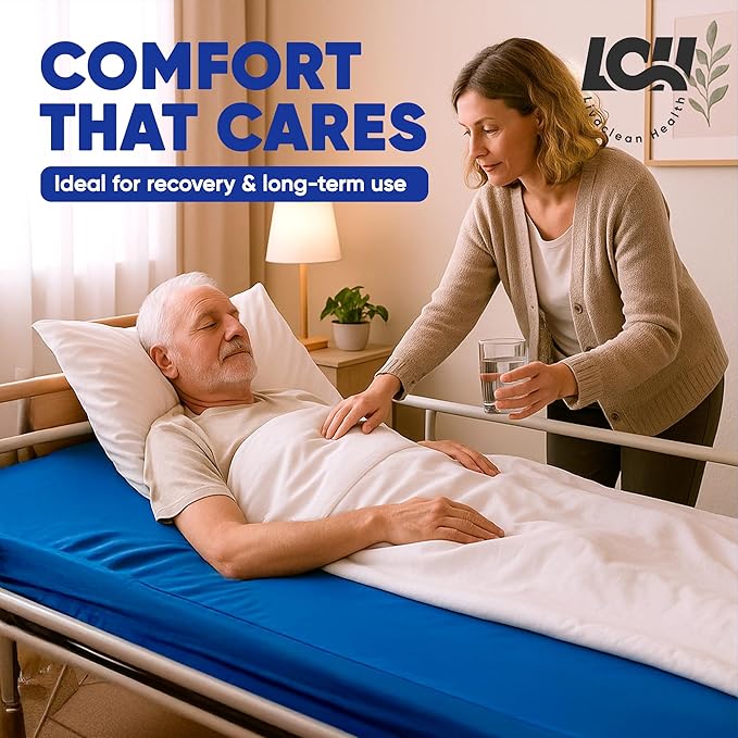 Livaclean Health Hospital Bed Mattress – Twin XL 80"x36"x 6" Gel 30mm Memory Foam Medical Mattress for Adjustable Beds, Waterproof Cover, Pressure Relief for Home & Clinical Use