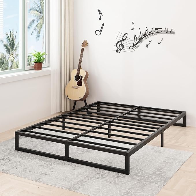 Lutown-Teen 9 Inch King Bed Frame Sturdy Mattress Foundation, Heavy Duty Metal Platform with Steel Slats Support No Box Spring Needed, Noise Free, Easy Assembly, Black