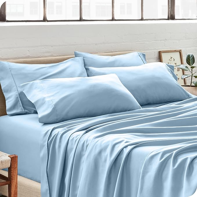 Bare Home Microfiber Bulk Pillow Cases - Standard/Queen Size Set of 4 - Cooling Pillowcases - Double Brushed - Light Blue Pillowcases 4 Pack - Easy Care (Standard - 4 Pack, Light Blue)
