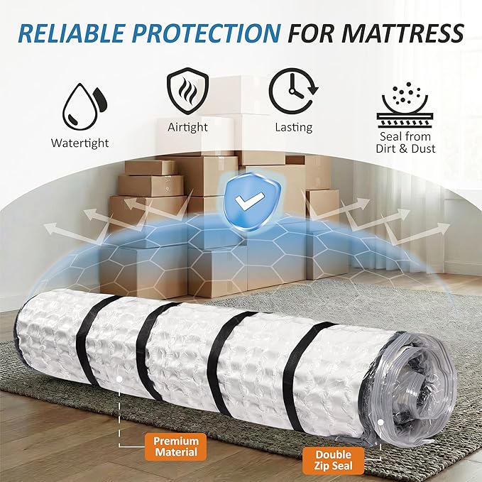 Storage Logic Foam Mattress Vacuum Bag with 4 Adjustable Packing Straps for Moving, Storage, Shipping, Vacuum Seal Mattress Bag with Packaging Straps (Twin/Twin XL)