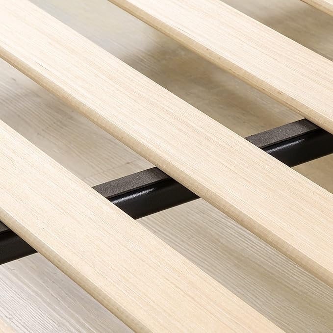 Mellow 1.6 Inch Metal Bunkie Board Mattress Support with Wood Slats for Bed Frames, Box Spring or Bed Slat Replacement, Easy Assembly, King, Black