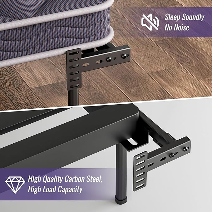 Adjustable Headboard Brackets - Metal Bed Frame Headboard Wall Mounting Brackets with Footboard Extension Kit for Twin, Full ,Queen ,King Size Bed(Black)