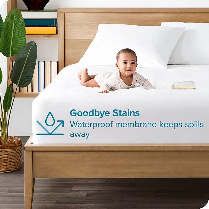 Bare Home Full Extra Long Size Mattress Protector - 100% Waterproof & Breathable - Premium Cooling Mattress Cover - Protects Against Spills - Vinyl Free - Protect Your Mattress (Full XL, White)