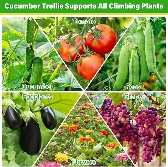 53x51 Inch Cucumber Trellis for Raised Bed, Adjustable A-Frame Garden Trellis for Climbing Plants Outdoor with Climbing Net, Meal Plant Trellis for Vegetables Pea Bean Tomato Grape Squash