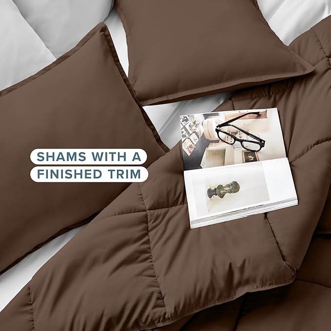 Bare Home Comforter Set - King/California King Size - Ultra-Soft - Goose Down Alternative - Premium 1800 Series - All Season Warmth (King/Cal King, Cocoa)