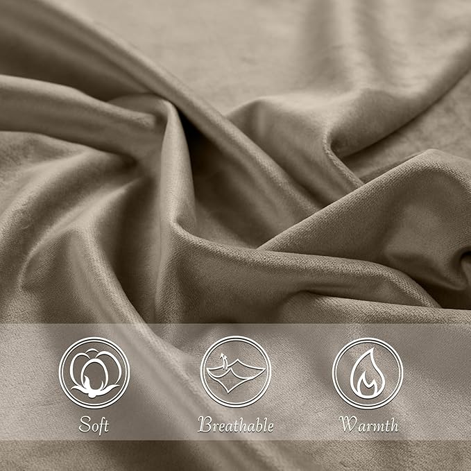 StangH Soft Velvet Pillowcase Bed Pillow Cover for Hair and Skin, Queen Size (Camel Beige, 20 x 30 inches) Set of 2, Luxury Warm Pillow Cover with Hidden Zipper
