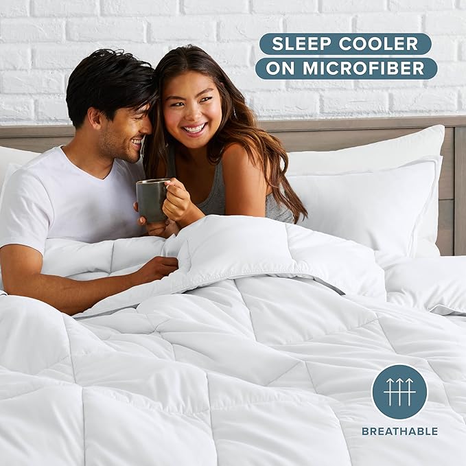 Bare Home Comforter Set - Full Size - Ultra-Soft - Goose Down Alternative - Premium 1800 Series - All Season Warmth (Full, White)