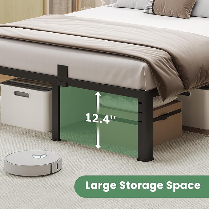 NKZ 14 Inch Twin XL Bed Frame, Sturdy Metal Platform with Round Corner Legs, 3,500 lbs Heavy Duty Steel Slat Support, Easy Assembly, Noise Free, No Box Spring Needed