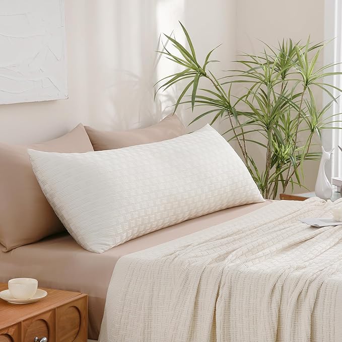 Leeden Full Body Pillow for Adults, Soft and Fluffy Long Pillow Insert, Breathable Pillow for Side Sleepers and Bed Support，20x54 Ivory White