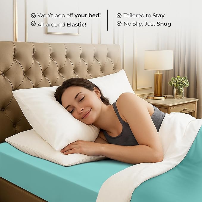 Utopia Bedding King Fitted Sheet - Bottom Sheet - Deep Pocket - Soft Microfiber - Shrinkage and Fade Resistant - Easy Care -1 Fitted Sheet Only (Spa Blue)