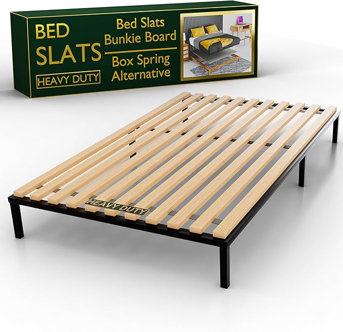 Treaton, 0.68-Inch Heavy Duty Vertical Wooden Bunkie Board/Bed Slats, Full, Beige