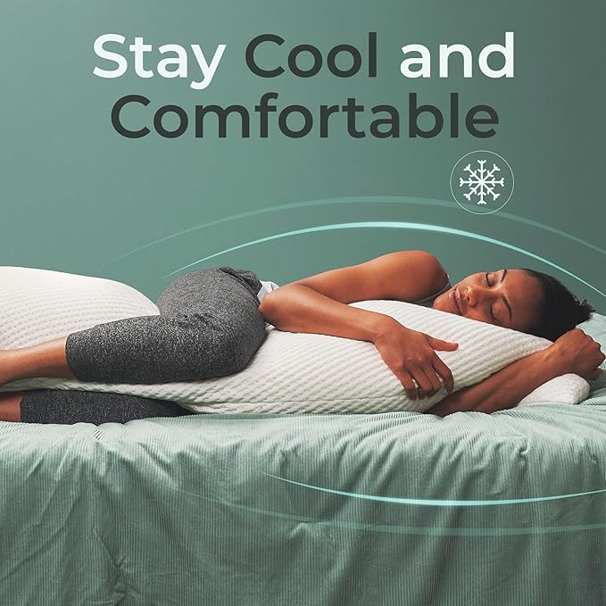 Snuggle-Pedic Body Pillow for Side Sleepers for Adults - Full Body Maternity Pillow Support Legs, Belly & HIPS - Shredded Memory Foam & Cooling Pregnancy Pillow Cover 20x54 Gray