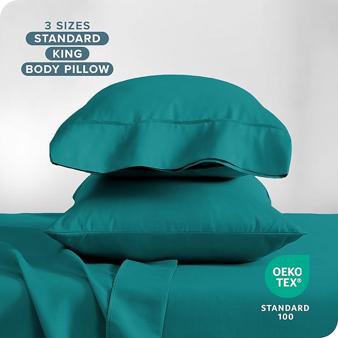 Bare Home Microfiber Pillow Cases - Standard/Queen Size Set of 2 - Cooling Pillowcases - Double Brushed - Emerald Pillowcases 2 Pack - Easy Care (Standard Pillowcase Set of 2, Emerald)