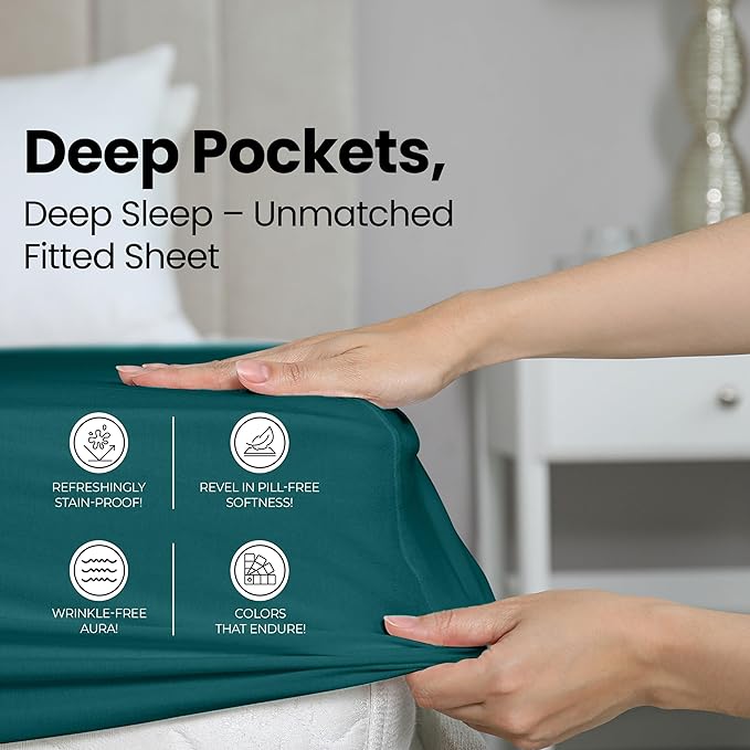 Utopia Bedding Queen Fitted Sheet - Bottom Sheet - Deep Pocket - Soft Microfiber - Shrinkage and Fade Resistant - Easy Care -1 Fitted Sheet Only (Teal)