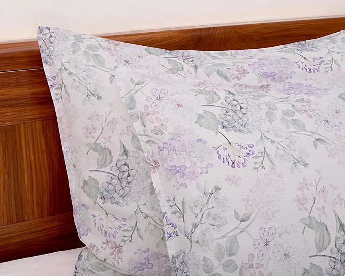 CHUFFED 100% French Linen Pillow Cases Spring Ivy Print, Farmhouse Floral Stone Washed Pillow Shams with Envelope Closure Soft Breathable Vintage Pillow Covers for Decor,20x36 inches