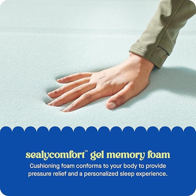 Sealy Dreamlife 2” Gel Memory Foam King Mattress Topper with Cooling Cover, SealyComfort Gel Foam, SealyCool Stretch Knit Cover with Corner Straps