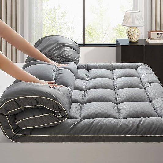 2~3In Extra Thick Mattress Topper Cooling Pillow Top Airflow Design for Hot Sleepers, Soft Comfort & Supportive, Pressure-Relieving Pad for Back & Side Sleepers, Easy Setup & Wash, King 78”*80”
