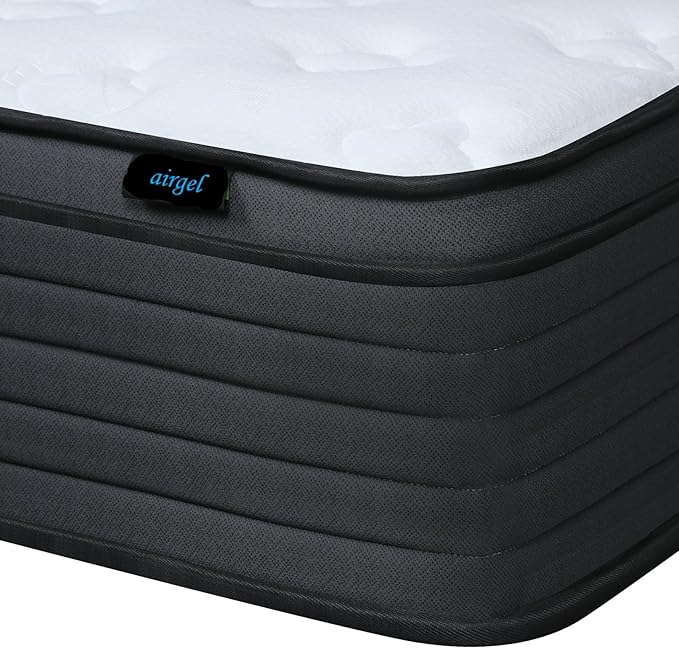 Mielmoon & Elegance Hybrid Mattress Heavy Duty Support-Firm Premium Luxury Motion Isolation/White-Black Natural Latex/Back Pain Relief, Made in USA (Extra Firm,Twin)