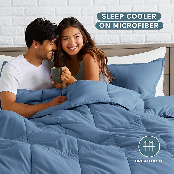 Bare Home Comforter Set - California King Size - Ultra-Soft - Goose Down Alternative - Premium 1800 Series - All Season Warmth (California King, Coronet Blue)