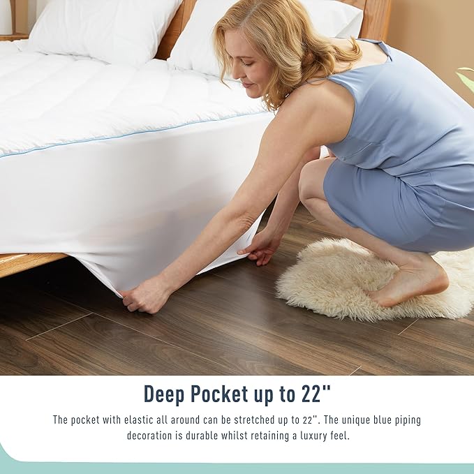 Full Mattress Pad Cotton Mattress Pad Cover Quilted Mattress Cover 18-22" Deep Pocket Mattress Protector Full Size Thin Down Alternative Filling Noiseless & Breathable