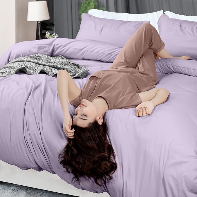 Utopia Bedding Duvet Cover Queen Size - 3 Piece with Zipper Closure - 1 Comforter Cover 90X90 Inches & 2 Pillow Shams 20X26 Inches (Lavender) Comforter Not Included