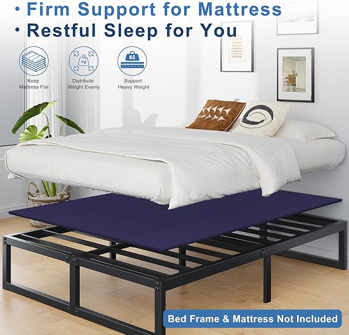 Lutown-Teen Bunkie Board Twin Under Mattress High-Density Polymer Twin Size Bunkie Board Anti-Sag, Breathable, Moisture Resistant, Noise Minimizing, Blue