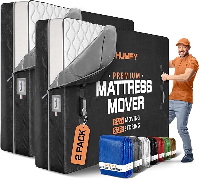 Mattress Bags For Moving With 8 Handles (2-Pack) California King Mattress Moving Bag Tear-Proof Mattress Storage Cover With Dual Zippers Cali King Mattress Moving Bags For Storage Mattress Protector