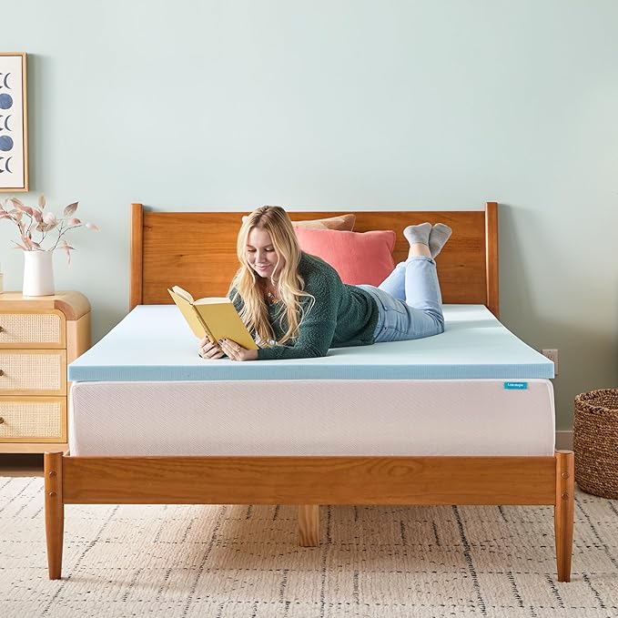 Linenspa Memory Foam Mattress Topper, Small Twin Size - 2 Inch Gel Infused Memory Foam - Plush Feel - Cooling and Pressure Relieving - CertiPUR Certified