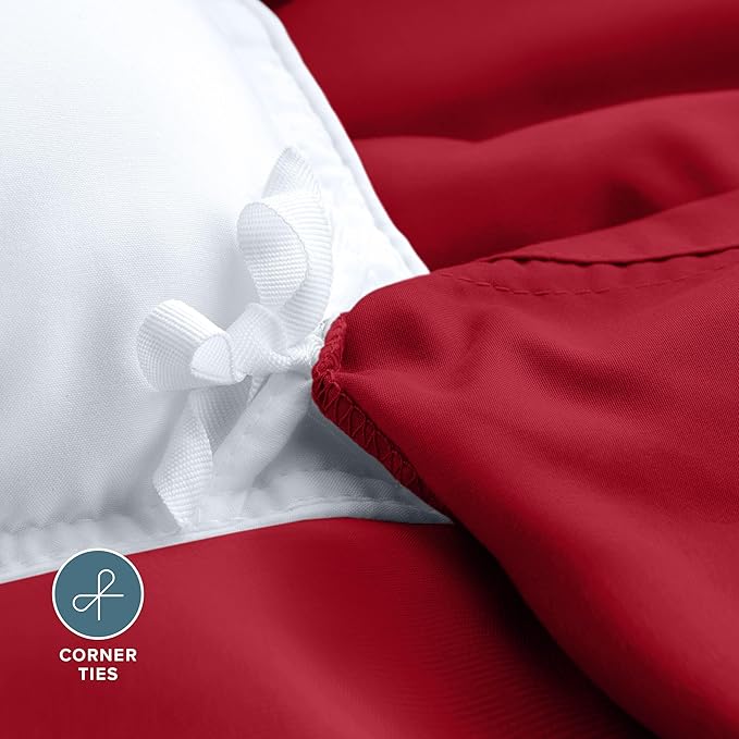 Bare Home Bedding Duvet Cover Queen Size - Premium 1800 Super Soft Collection - Lightweight, Cooling Duvet Cover - Soft Breathable Bedding (Queen, Red)