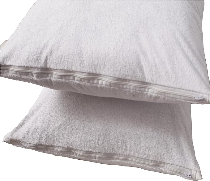 Niagara Waterproof Pillow Protectors King 4 Pack Cotton Terry 100% Waterproof Cooling Zippered Cotton White T Pillow Encasement Washable Long Life Soft Breathable