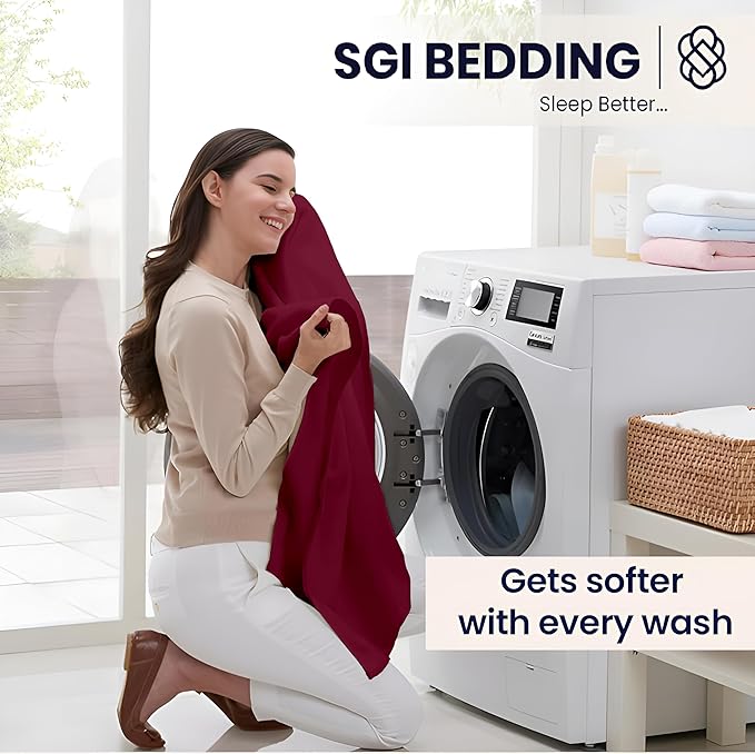 SGI bedding 100% Egyptian Cotton Sheets Full Size – 600 Thread Count Sheets Set, Soft, Cooling, 15" Deep Pocket, Luxury Hotel Bedding, Breathable, Durable - Burgundy