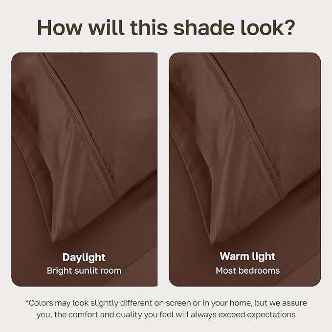 California Design Den Standard/Queen Size Pillowcase Set - Soft 400 Thread Count Sateen, 100% Cotton Pillowcases, Set of 2 Pillow Covers, Breathable, Espresso Chocolate Brown
