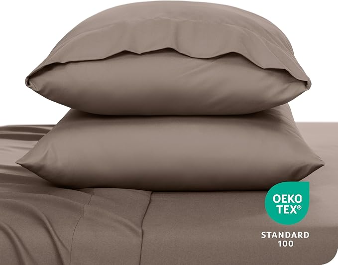 Bare Home Microfiber Pillow Cases - King 20x40 - Cooling Pillowcases - Double Brushed - Easy Care - Envelope Closure (King Pillowcase Set of 2, Taupe)
